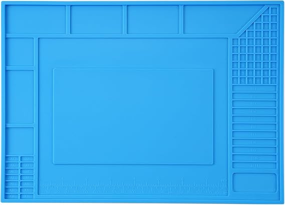 Noah Premium Heat Resistant Soldering Mat 932F,Silicone repair Mat for Soldering Desoldering,Cell Phone, Laptop Repair, 11.8''x8.3'',blue