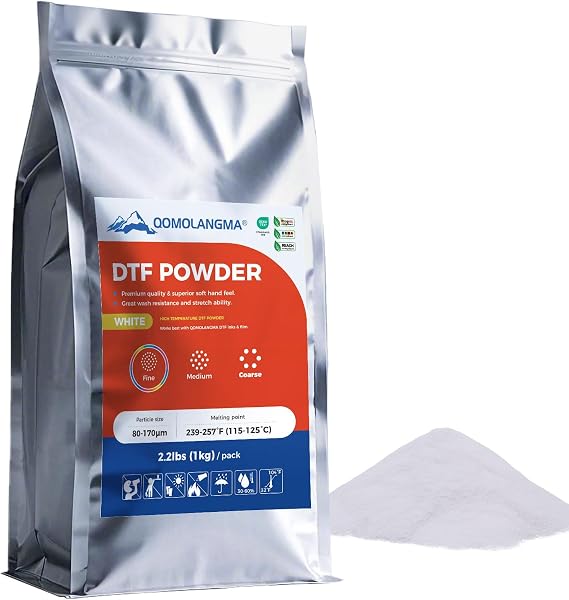 DTF Powder TPU DTF Transfer Powder DTF Transfer Printing Powder Hot Melt Adhesive Powder 2.2lbs Pack, 1kg, Fine, High Temperature, White