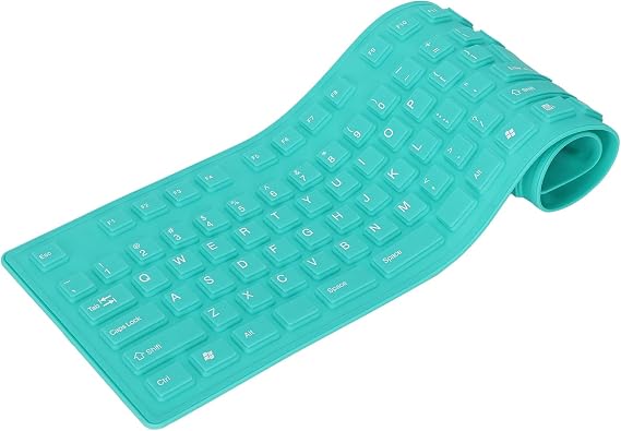 Foldable Silicone Keyboard, 108 Keys USB Wired Keyboard Rollup Silent Typing Soft Touch Keyboard Folding Gaming Mini Keyboard for PC Laptops(Green)