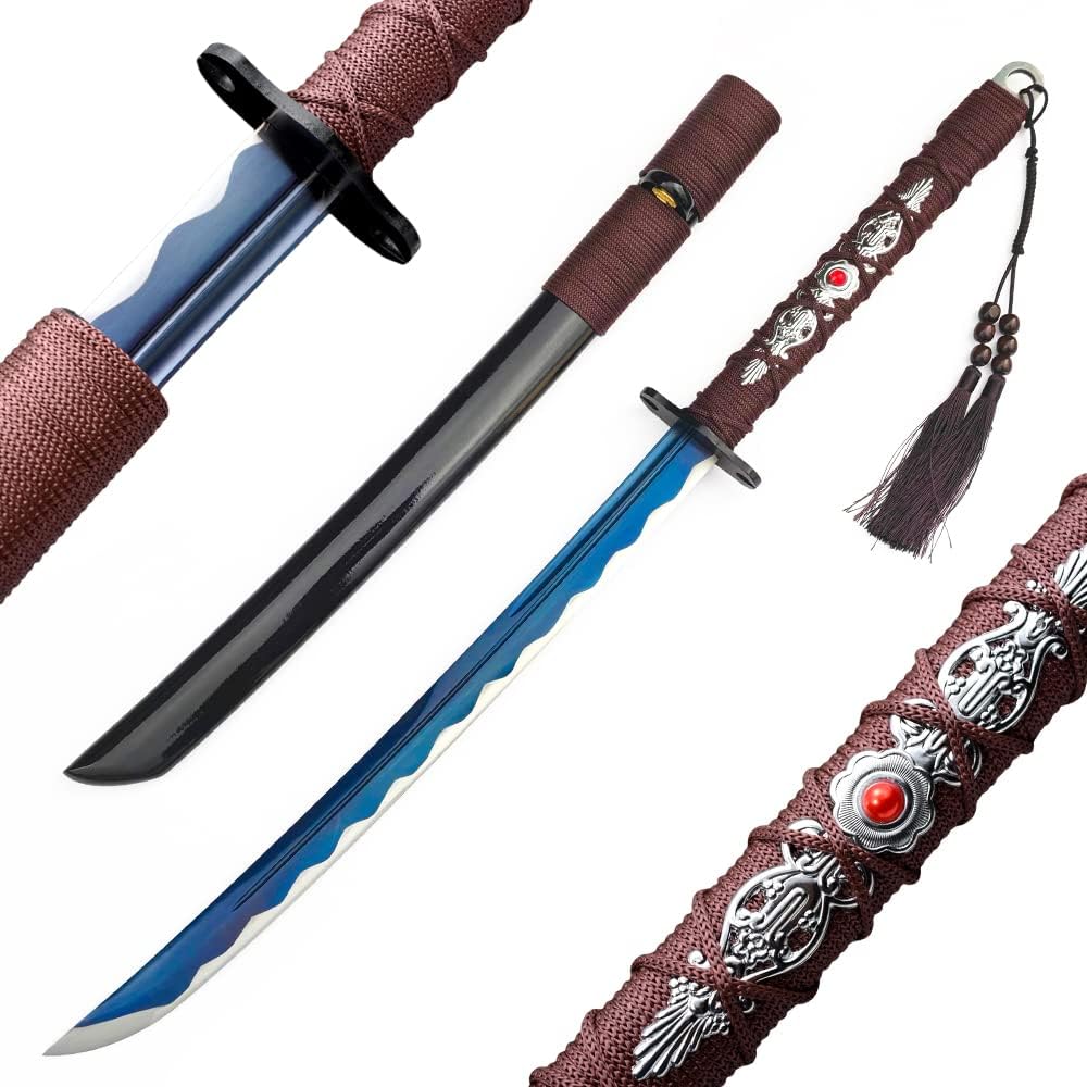Katana Sword,Japanese Full Tang Katana Sword Real,1095 T10 Carbon Steel Samurai, Sword Handmade Full Sharp 36 inch Sword Katana