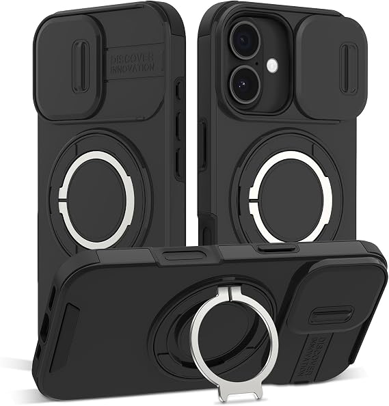 for iPhone 17 Case with Phone Grip Holder Ring Stand & Camera Slide Cover