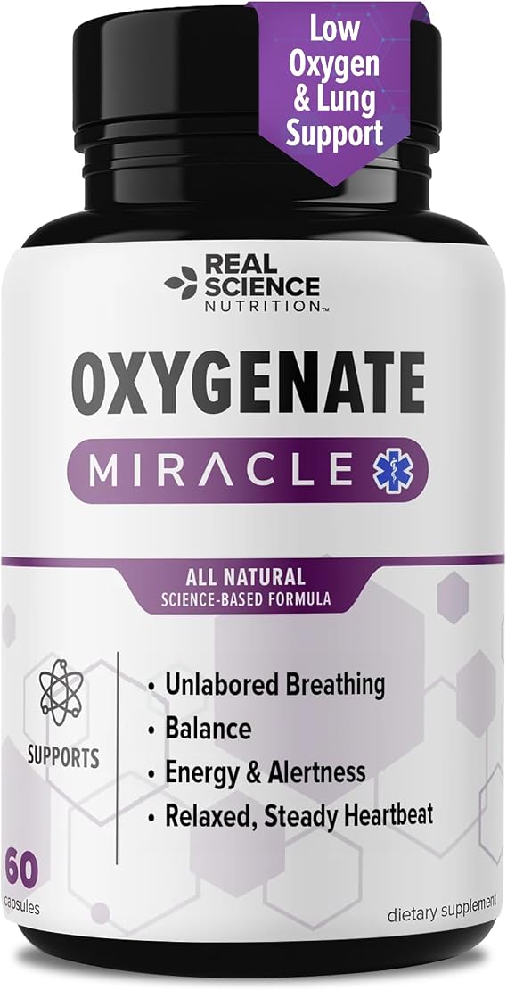 Real Science Oxygenate Miracle Daily Lung & Circulation Support Supplement for Breathing Comfort and Energy Supports Respiratory Function and Overall Wellness, 60 Caps