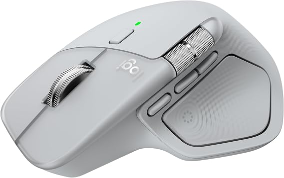 Logitech MX Master 4 Dokunsal Geri Bildirim Özellikli Kablosuz Mouse, Bluetooth, Ultra Hızlı Kaydırma, Çoklu Cihaz Özelliği, 8000 DPI, Optik Sensör, Sessiz, Açık Gri