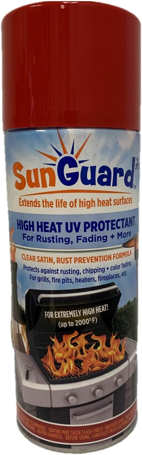SUNGUARD Extreme High Heat (up to 2000F) UV Protectant Clear Satin Spray Prevents Rusting, Color Fading, Chipping, Corrosion + More