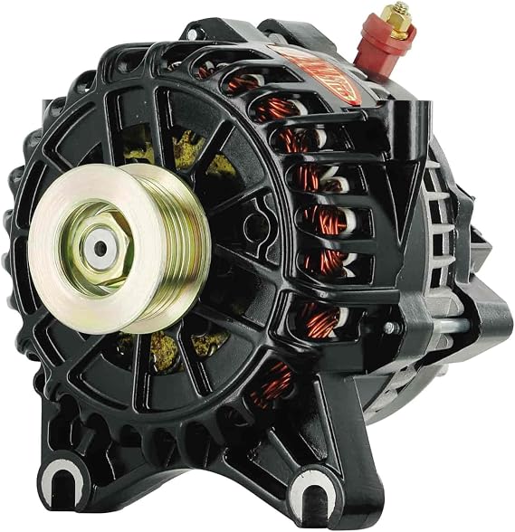 Powermaster - Alt Ford 6G Black 200A 6 grv Pulley Large Frame V MTG 4.6L Crown Vic,I-D-A VR
