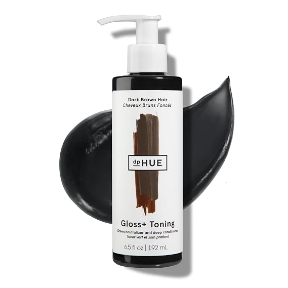 dpHUE Gloss+ Toning, Green - Deep Condition & Neutralize Brass - For Dark Hair, Red Warmth, Dark Brown - Anti-Brass Treatment, Hair Conditioner - Vegan, Leaping Bunny - 6.5 oz