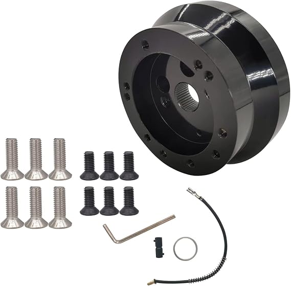 5 & 6 Hole Billet Steering Wheel Hub Adapter Replacement for Chevy 1969-1994 GMC Truck Pickup Van-s J-eep Bui-ck Chry-sler Dod-ge Pon-tiac Ca-dillac (Black)