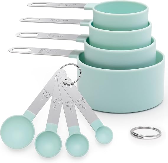 Measuring Cups and Spoons Set of 8 Pieces, nesting measuring cups for Measuring Dry or Liquid Ingredients, Stainless Steel Handle | Precise Measurement, For Dry and Liquid Ingredients, Kitchen Gadgets for Cooking and Baking