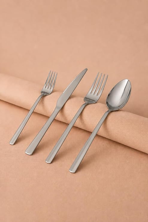 Tuana 24 Parça Sade 6 Kişilik Çelik Çatal & Kaşık & Bıçak Takımı