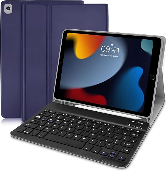Lielax iPad 10.2 Keyboard Case 9th Generation(2021)/ 8th Gen(2020)/ 7th Gen(2019), Detachable Wireless Keyboard Case with Pencil Holder, (UK Layout) Keyboard with case iPad Air 3, iPad Pro 10.5 2017