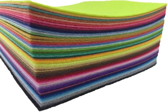 flic-flac 54pcs Felt Fabric Sheet Assorted Color Felt Pack DIY Craft Squares Nonwoven (15cm*15cm)
