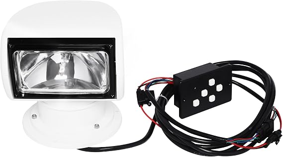 Remote Control Searchlight Searchlight, Boat Spotlight, 100W Spotlights Halogen, White, ABS, IP66 Waterproof, 800m Range, 355° Rotation, DC 12V, for Boat and Yacht, 30x22x17cm [Energy Class A+++]