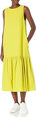 The Drop Womens Ilana Loose Sleeveless Wide-Hem Poplin Maxi Dress
