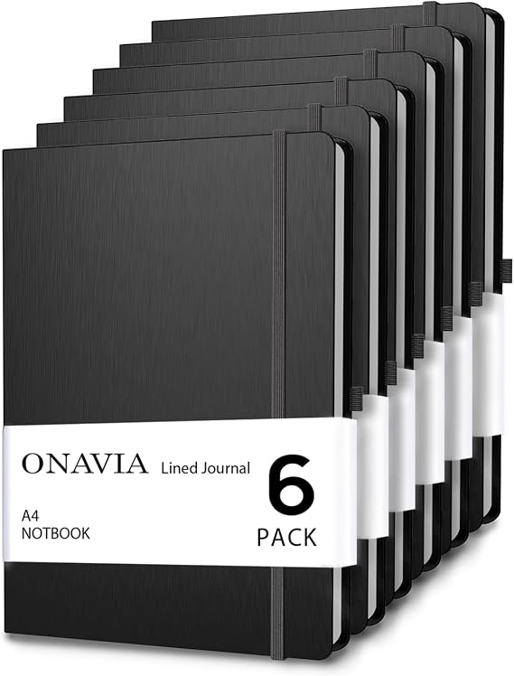 A4 Lined Journal Notebook, 8mm Ruled Notepad, Journaling for Writing, Work, School, Travel and Note Taking, Hardcover 160 Pages (80 Sheets) 8.27 x