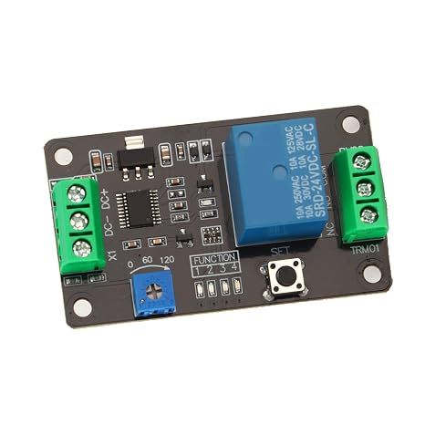 Delay Timer Relay Self Locking Delay On Off Time Switch Super 555 Timer DC Digital Time Relay Module Customizable Functions 5V 12V 24V for Delay Self Locking (DC24V)