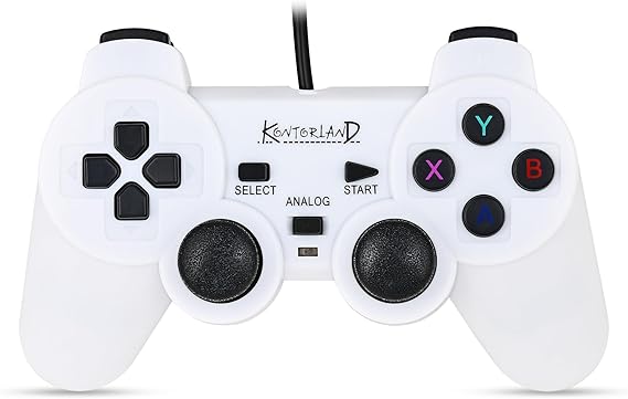Kontorland Kablolu PC Gamepad – D-Input & X-Input Destekli Çift Titreşimli USB Oyun Kolu (Beyaz)