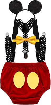 MYRISAM Infant Baby Boys Cake Smash Outfits 1st Birthday Photo Prop Costume Diaper Cover Bloomers Suspenders Bow Tie Headband