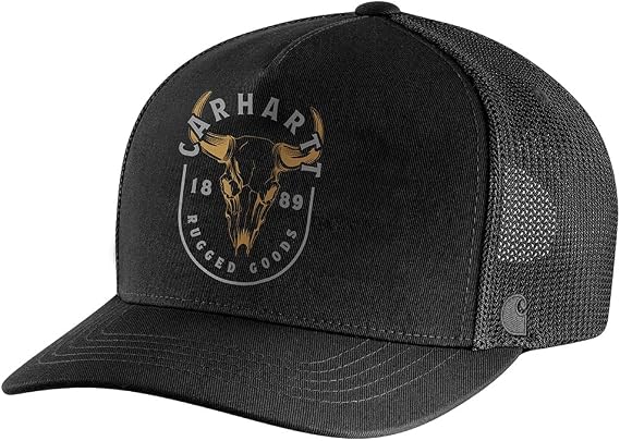 Carhartt Men's Canvas Mesh-Back Skull Graphic Cap