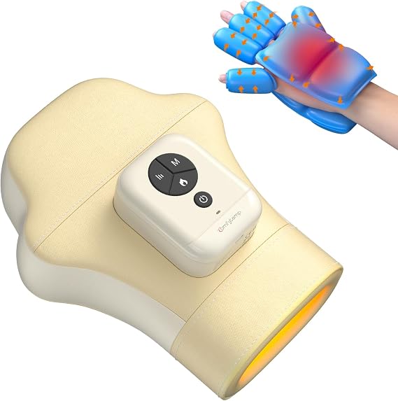Comfytemp Air Compression Hand Massager with Individual Finger Massage | Wrist Massager with Heat, Helpful for Carpal Tunnel, Stiff Joints, Birthday Gift for Men Women, Fits Both Left & Right Hand