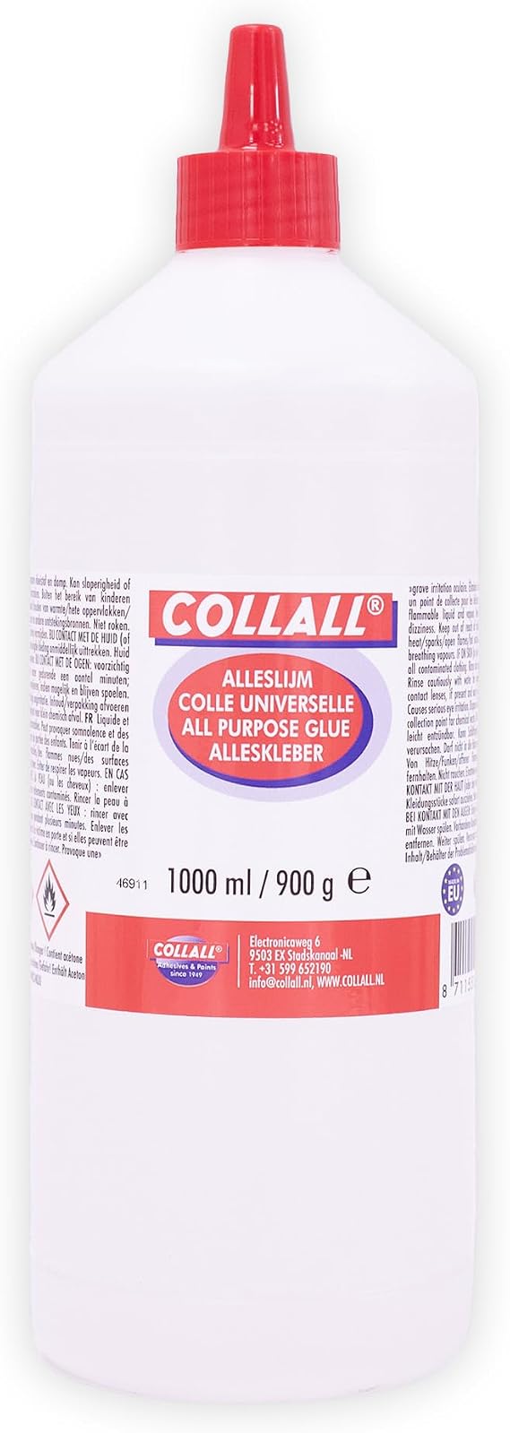 CollAll All Purpose 1000ml - Great for Arts, Crafts & DIY - Transparent, Fast Drying & Strong Bond - Adults & Kids Use - for Paper, Card, Cork, Wood, Glass, Ceramins, Leather, Felt & More
