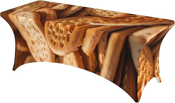Biscuit Tablecloth 6FT Stretch Spandex Table Cover Rectangle Table Cloth Waterproof & Stain Resistant Tablecloths Washable Tablecover for Dining Tabletop Decoration