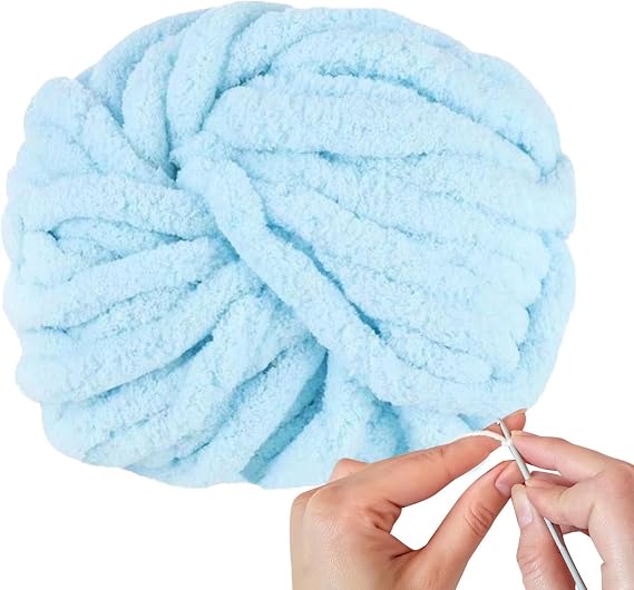 Chunky Chenille Yarn for Arm Knitting, Hand Knitting, Crochet, and Making Bags, Hats, and Blankets