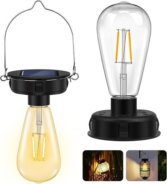 Solar Lantern Light Replacement Top 8cm, LED Outdoor Clear Light Bulbs, Outdoor Garden Hanging Solar Waterproof Lantern Light Bulb, 1.2V 600mAh, Suitable for Outdoor Hook Chandelier Lanterns, 2 Pack