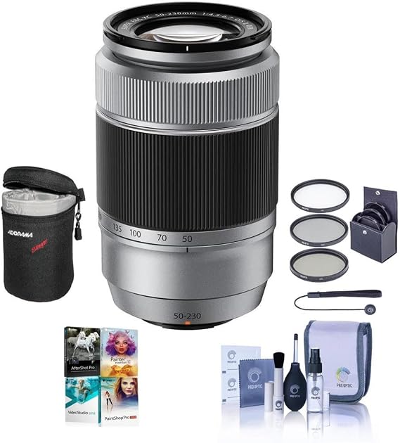 Fujifilm XC 50-230mm f/4.5-6.7 OIS II Lens, Silver, Bundle with 58mm Filter