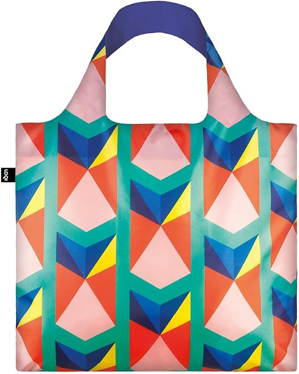 LOQI Geometric 2 Triangles Reusable Shopping Bag, Multicolor
