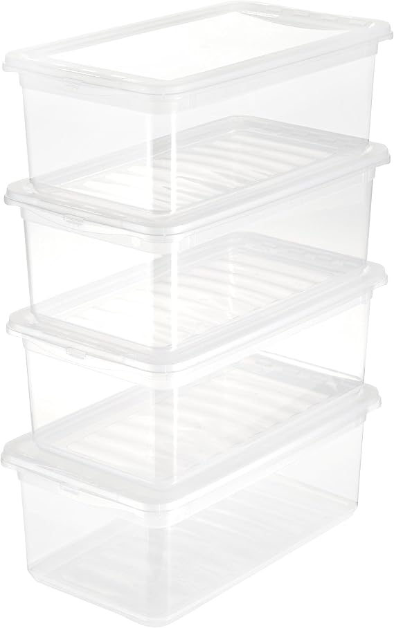 keeeper Clearboxes with Air Control System, Set of 4, 33x19.5x12 cm, 4 x 5.6 Litre, Bea, Transparent