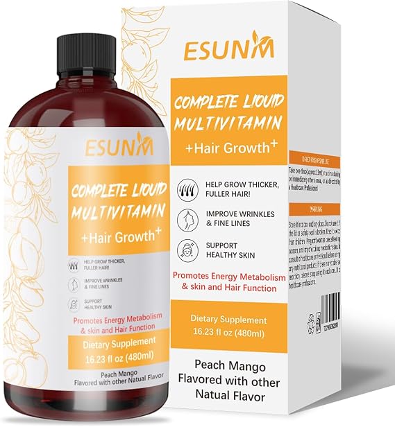 Complete Liquid Multivitamin + Hair Growth, Promotes Energy Metabolism& Skin and Hair Function| Vitamin C D | B Vitamins | Help to Thicker Hair, Wrinkles, Fine Lines, Skin Care