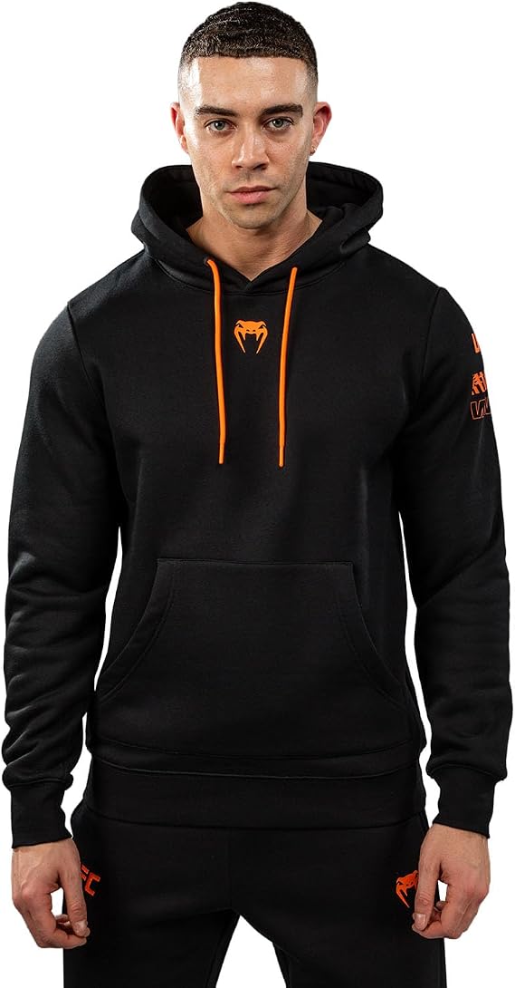 Venum UFC Zenith Men's Black/Orange Authentic Fight Week Plain Version Pullover Hoodie - M