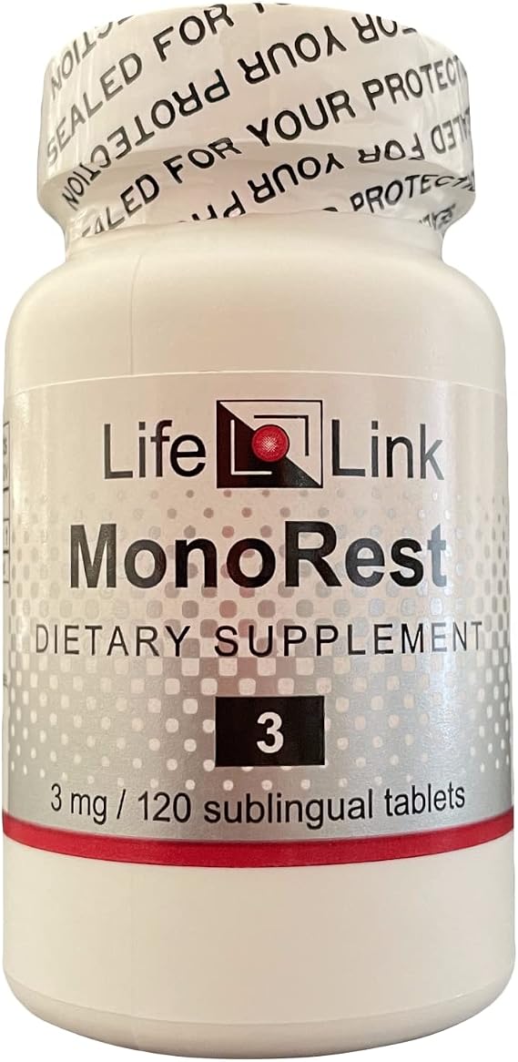 LifeLink MonoRest (Melatonin) | 3 mg x 120 sublingual Tablets | Made in The USA