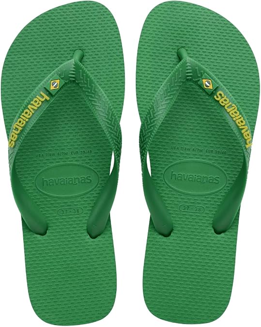 Havaianas for Women - Brazil Logo Color Flip Flops - Patria Green/Yellow Citrico - 7/8