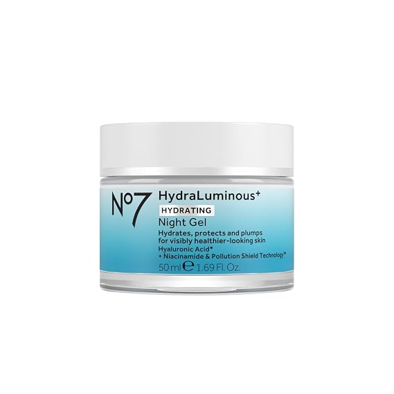 No7 HydraLuminous+ Hydrating Night Gel Moisturizer, 1.69 Fl Oz