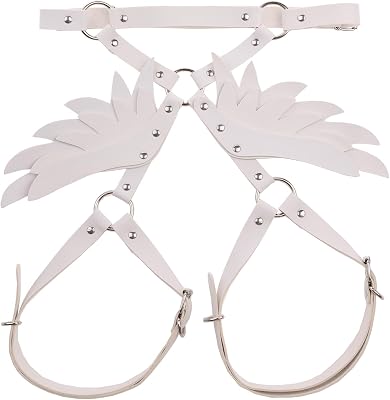 FM FM42 Multicolor PU Simulated Leather O Ring with Angel Wings Adjustable Waist Belt Leg Ring Garter