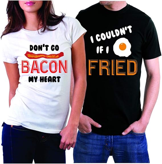 2 pcs Funny Matching Shirts for Couples, T-Shirts Set for Couple Gift