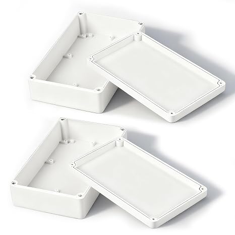 Pack of 2 Waterproof Junction Boxes, 20 x 12 x 5.5 cm, IP65 Surface-Mounted Junction Box, Distribution Box, Waterproof Terminal Box for Control Boxes, Cabinets (White)