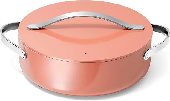 Caraway 6 qt Non-Stick Ceramic-Coated Rondeau Pot | Non-Stick Pan with Lid, Free From forever Chemicals, Perfect for Searing, Braising, and Roasting, Perracotta