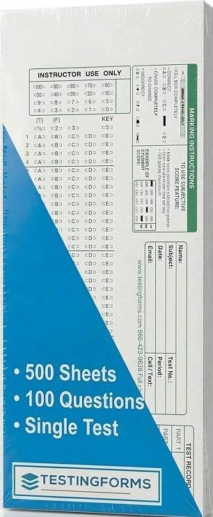 Testing Forms 882-E Scantron Compatible TEST-100E (500 Sheet Pack)