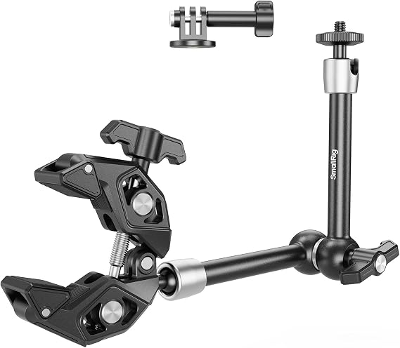 SmallRig Magic Arm Clamp Kit with Super Clamp, Camera Mount Articulated Friction Arm with 1/4”-20 Screw and Thread Holes for Camera, Light, Monitor, Webcam, Action Camera, Load Capacity ≤1.5kg for