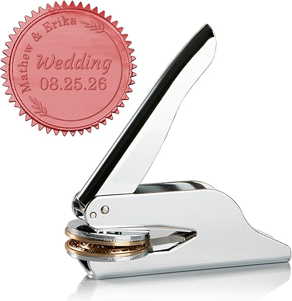DEIRONPLY Custom Embosser Stamp with Logo - Personalized Embosser for Books with Unique Design,Seal Stamp for Library,Wedding and Business Envelope