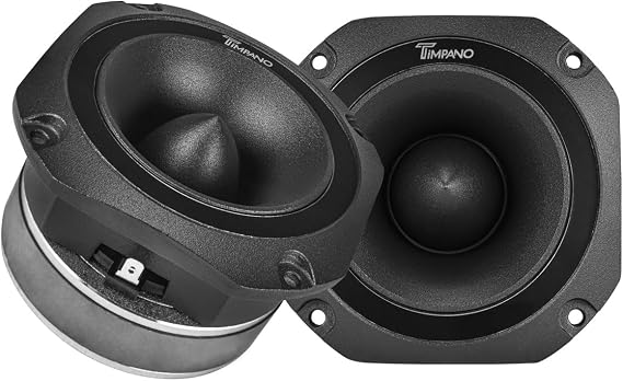 Timpano Super Tweeter 4 Inch TPT-ST25 Black, 8 Ohm, 900 Watts Max, 107 dB, 1.5 in Voice Coil, HIgh Sensitivity, Slim Profile Bullet Tweeters Speakers for Pro Audio (Pair)