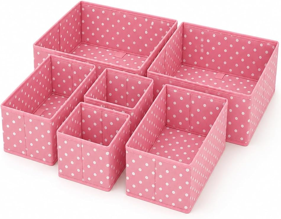 6'lı Kumaş Çekmece İçi Düzenleyici Organizer Seti (Pembe)