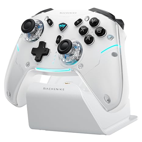 Machenike G5PROMAXSE Bluetooth Controller mit Ladestation 1000Hz Hall Effect Joysticks & Trigger Gaming Controller Wireless für PC/Switch/iOS/Android 2 Rücktasten Weiß