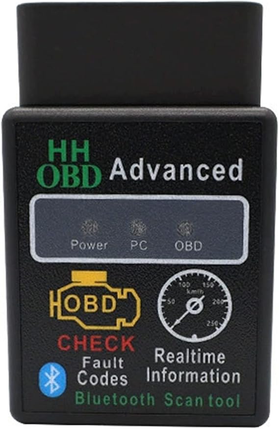 OBD 2 Bluetooth OBD2 Diagnostic Device, Car Fault Diagnostic Device, OBD2 Scan Tool, Compatible with iPhone, iPad, IOS/Android/Windows, Easy Installation, Check Your Car's ECU Information with App, Applicable to Many Vehicles obd2 HH-Bluetooth