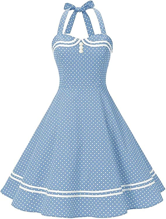 1950s Dresses for Women Vintage Retro Cocktail Party Swing Dresses Halter Floral Rockabilly 50s Polka Dot Pin up Dress