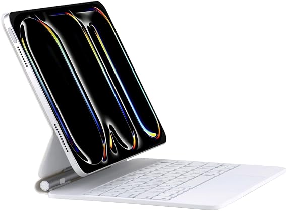 QUARK Magic Keyboard Case for iPad Pro 13-inch (M5/M4, 2025/2024), iPad Pro 13 inch Keyboard Case with Multi-Touch Trackpad, Easy-Set Magnetic Stand, Backlit, White,