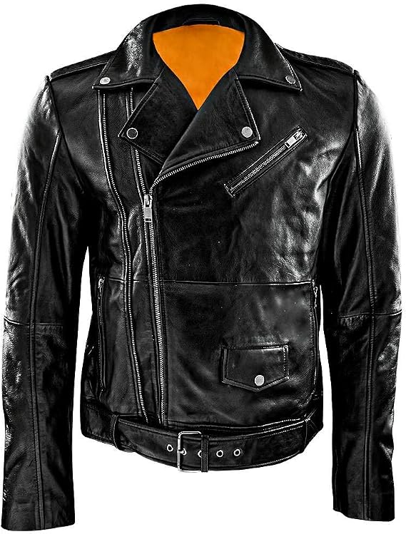 Genuine Leather Jacket Men Motorcycle Sheep Skin Casual, Zipper Race Biker Jacket