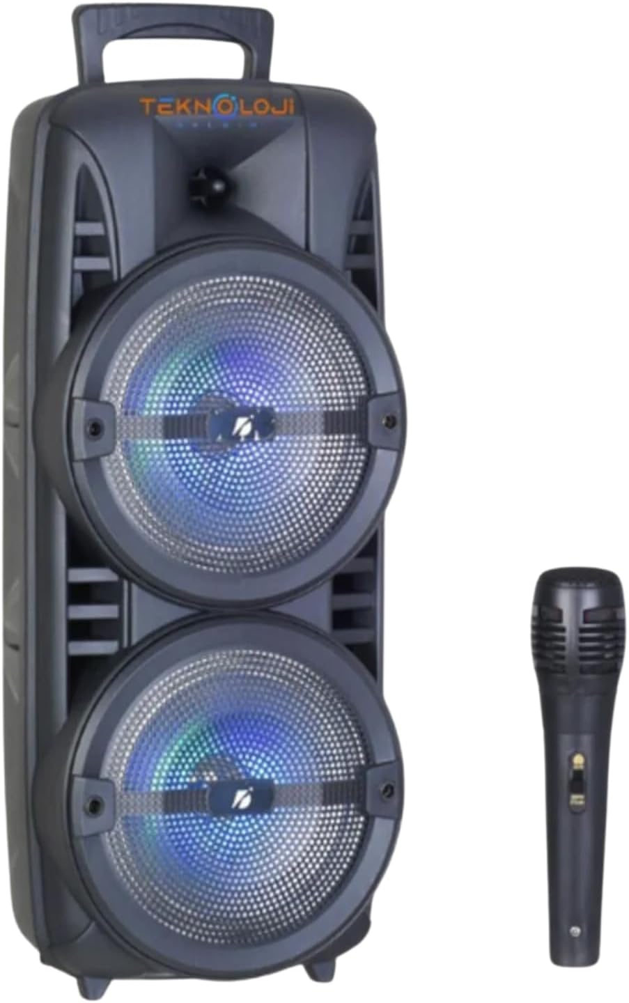 Technology Come Bluetooth Party Speaker, 8 Inch Dual Monitor Speaker, With LED Light, Microphone, 60cm, AuxFMUSB Connected, 10x7x6cm
